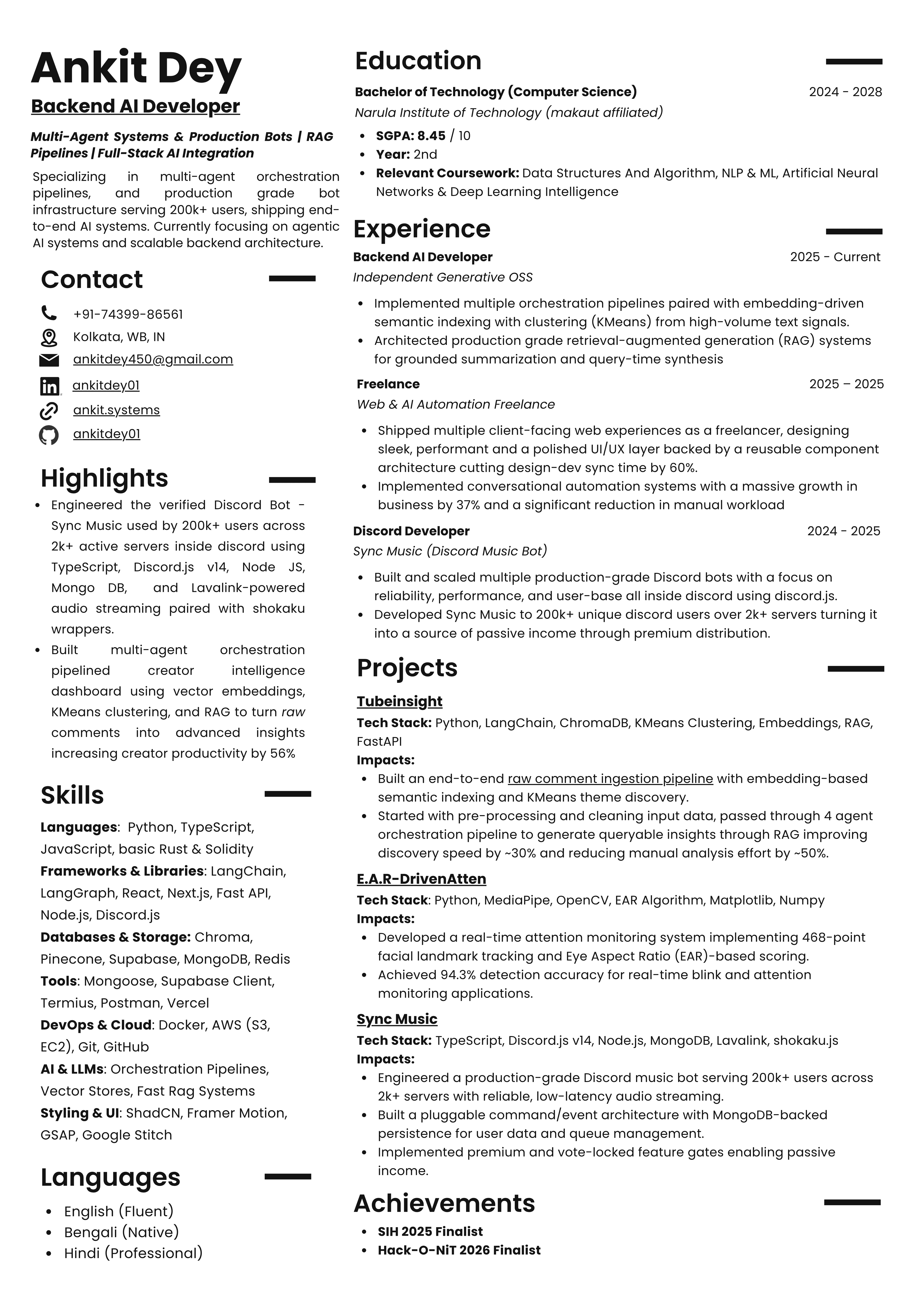 Ankit resume preview